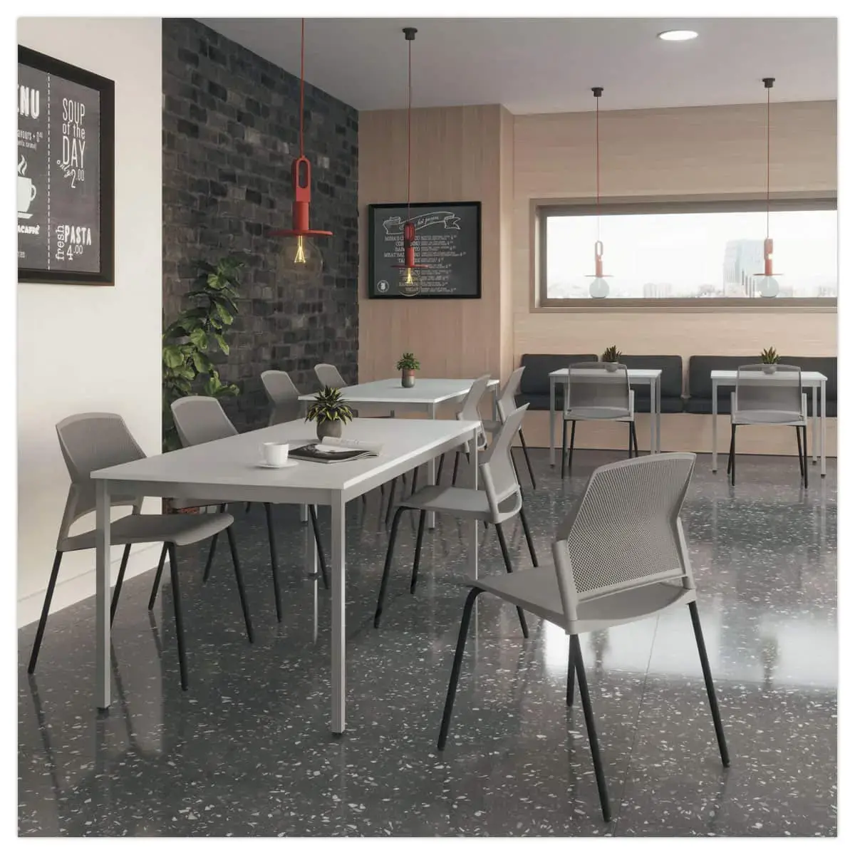 Table polyvalente rectangulaire 140 x 70 blanc / aluminium photo du produit