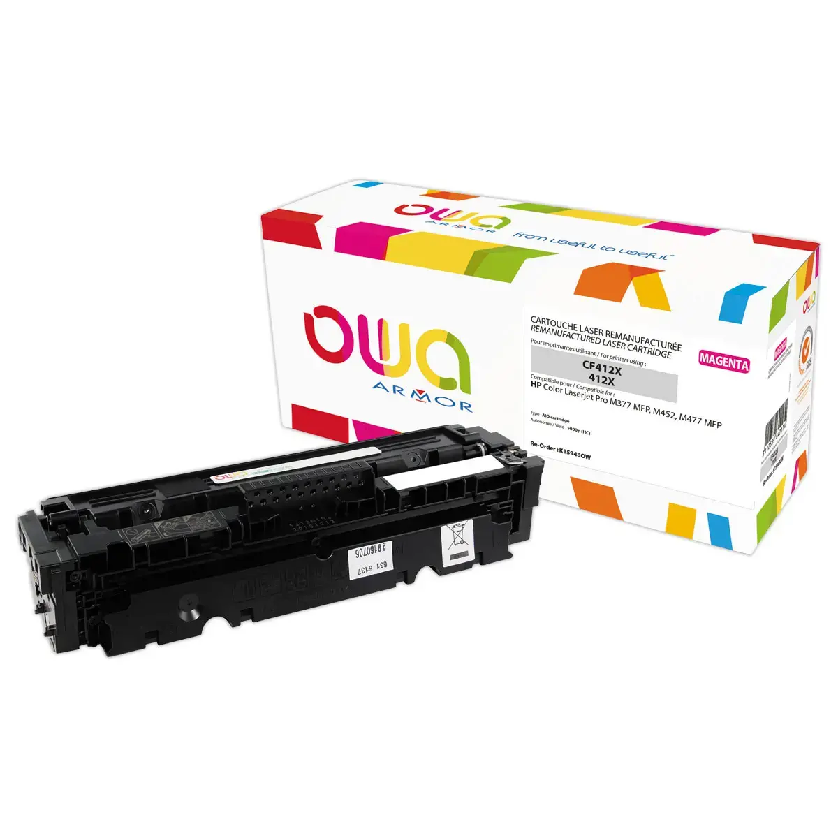 Toner éq. HP CF412X - Haute capacité - Jaune - OWA photo du produit