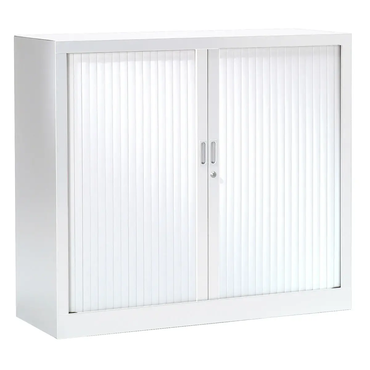 Armoire basse à rideaux métalliques - 100 x 100 cm - Blanc photo du produit