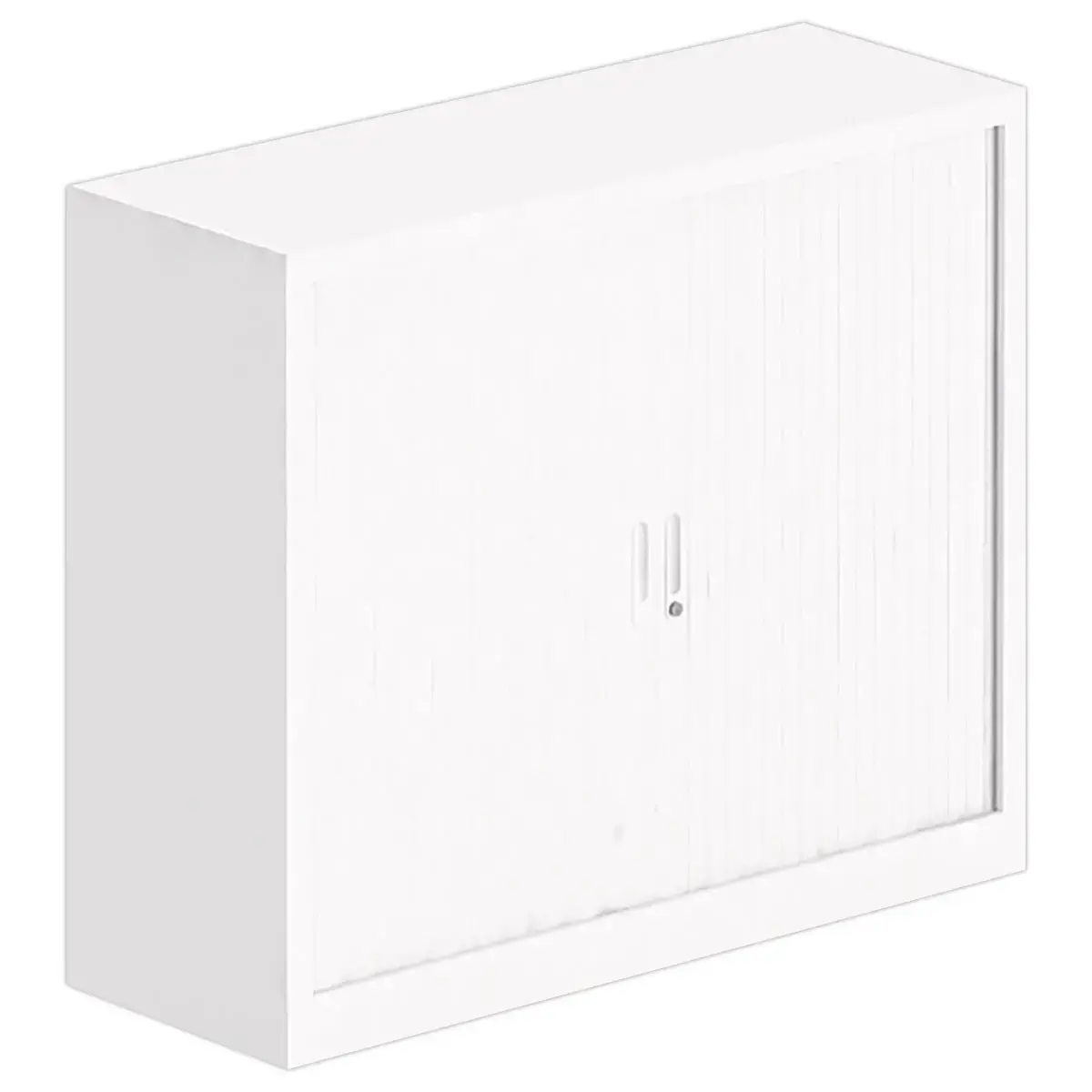 Armoire basse &agrave; rideaux - 100 x 120 cm - Blanc photo du produit