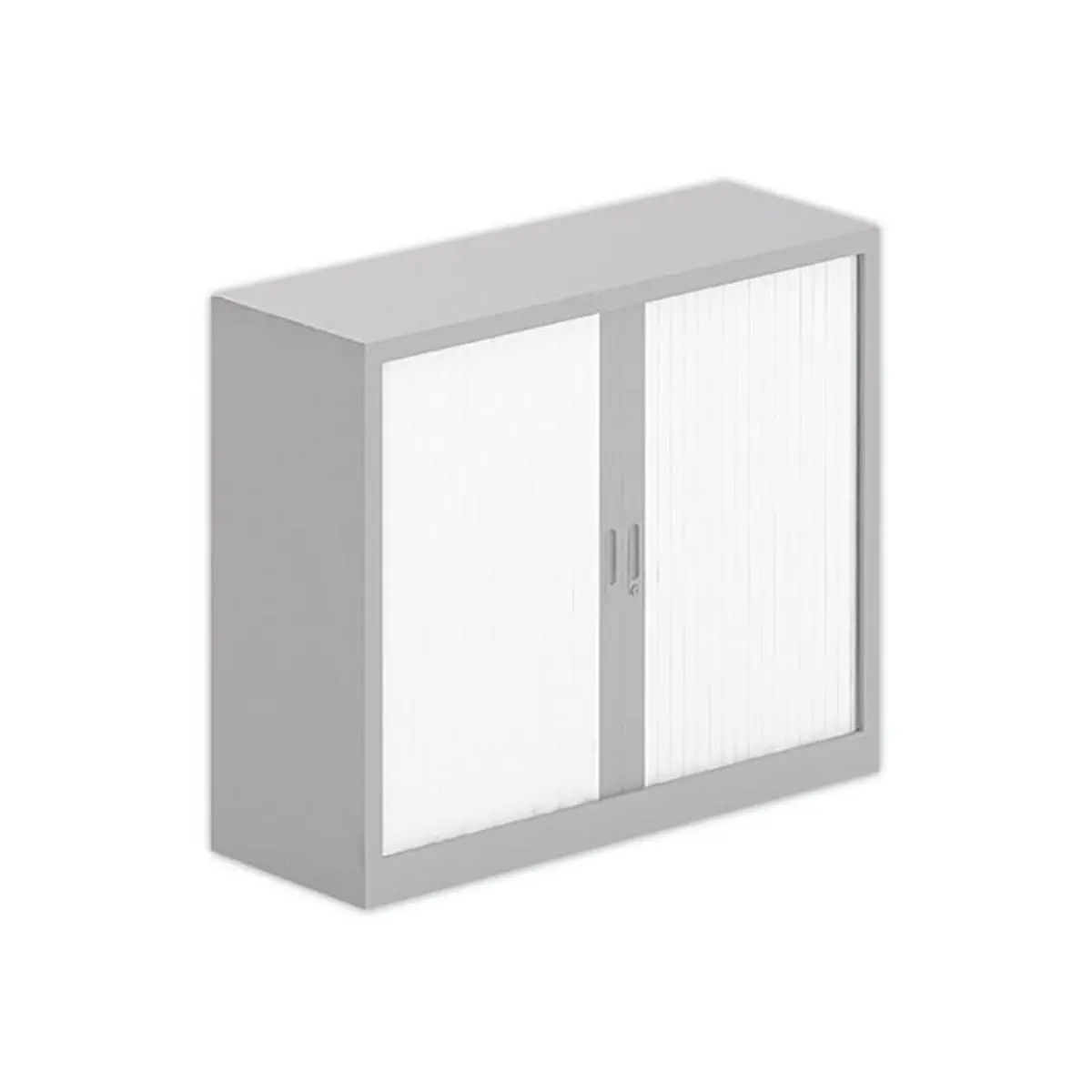 Armoire basse &agrave; rideaux - Aluminium/blanc - 100x120 cm photo du produit