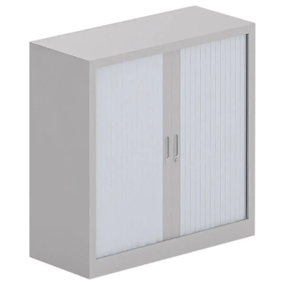 Armoire basse &agrave; rideaux m&eacute;talliques - 100 x 100 cm  - Alu / Gris photo du produit