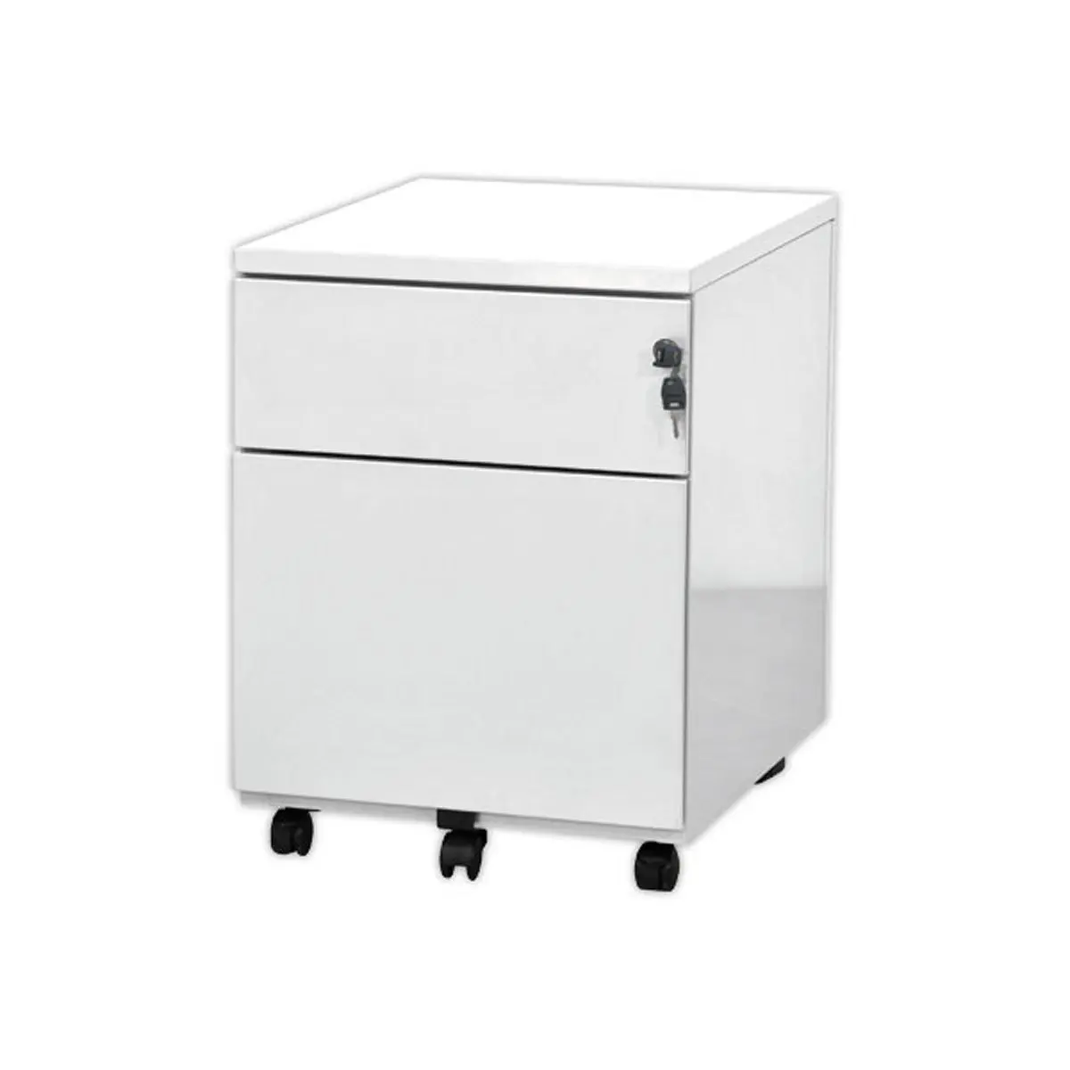 Caisson mobile métallique 2 tiroirs - Blanc - Monté photo du produit