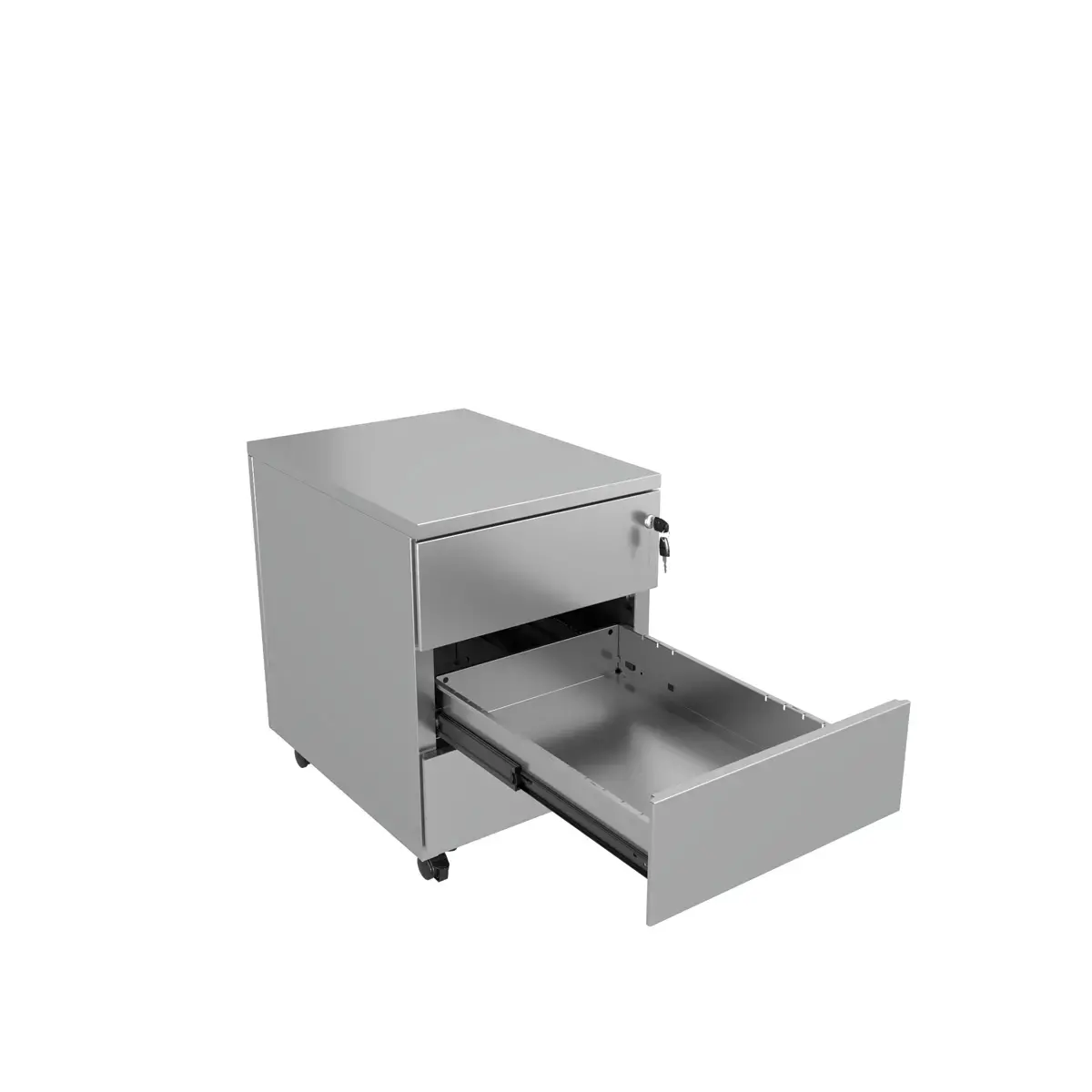 Caisson mobile en m&eacute;tal 3 tiroirs aluminium mont&eacute; photo du produit
