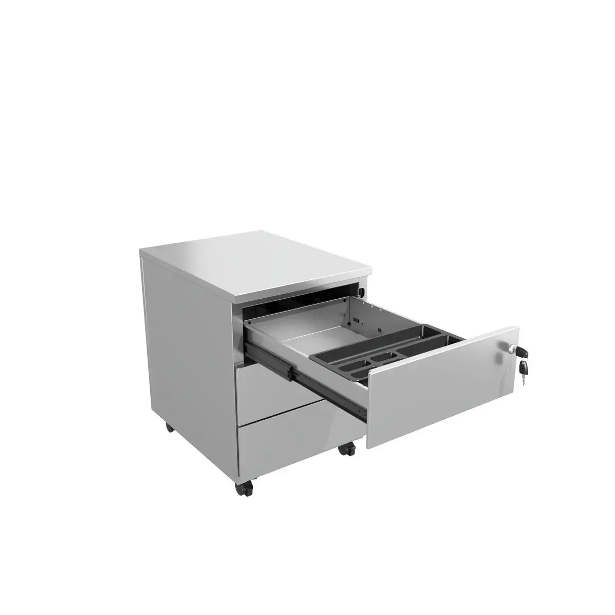 Caisson mobile en m&eacute;tal 3 tiroirs aluminium mont&eacute; photo du produit
