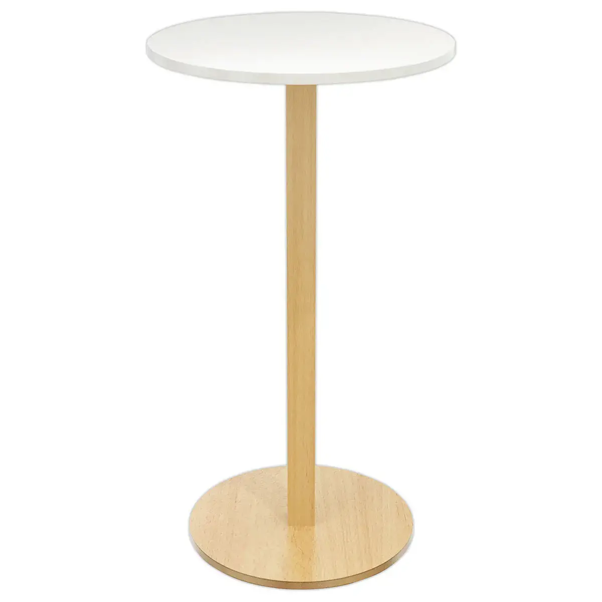 Table haute WOODY ronde 60 cm - Blanc mont&eacute;e photo du produit
