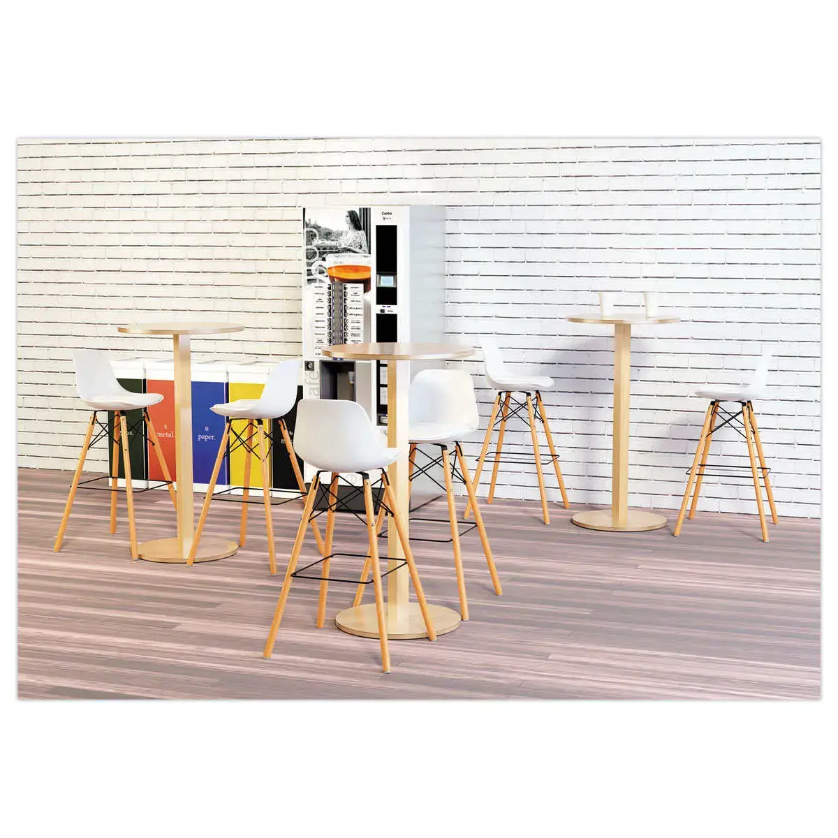 Table haute WOODY ronde 60 cm - Blanc mont&eacute;e photo du produit