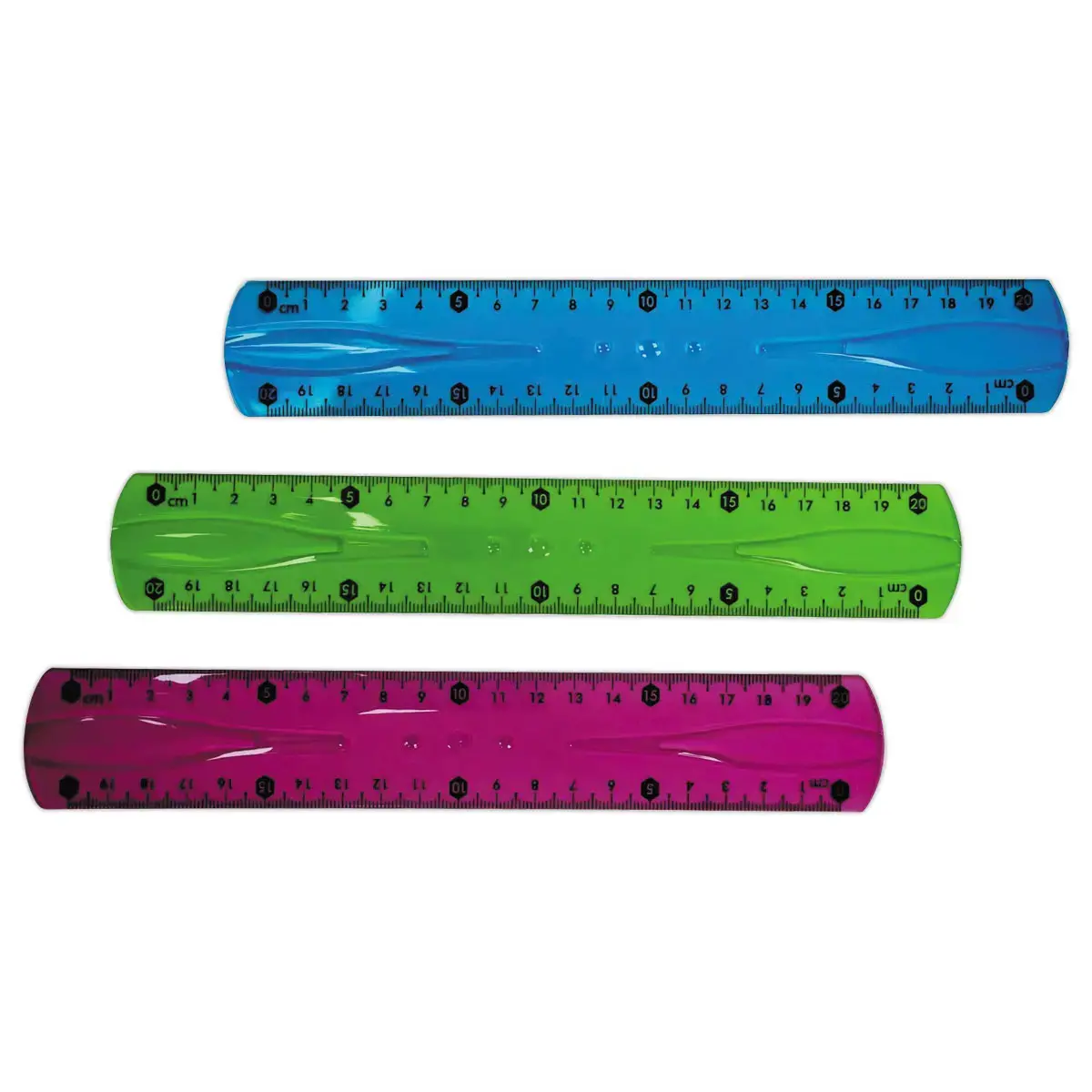Règle de bureau double plate en plastique dure - 20 cm. photo du produit