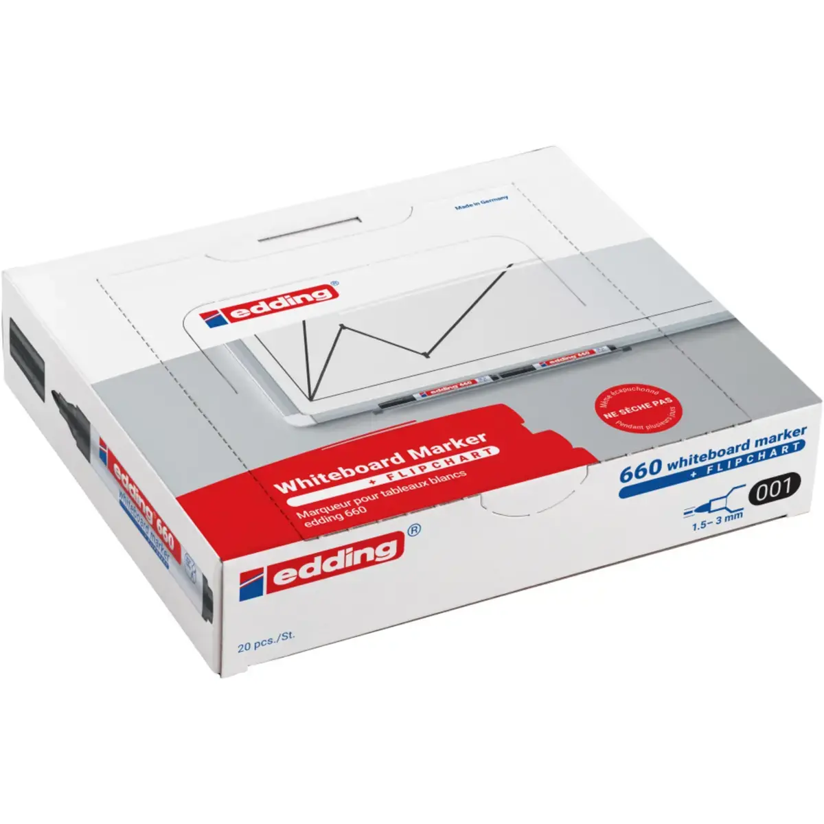 20 Marqueurs 660 (17+3 offerts) - Pointe ogive pour tableaux blancs - Edding photo du produit