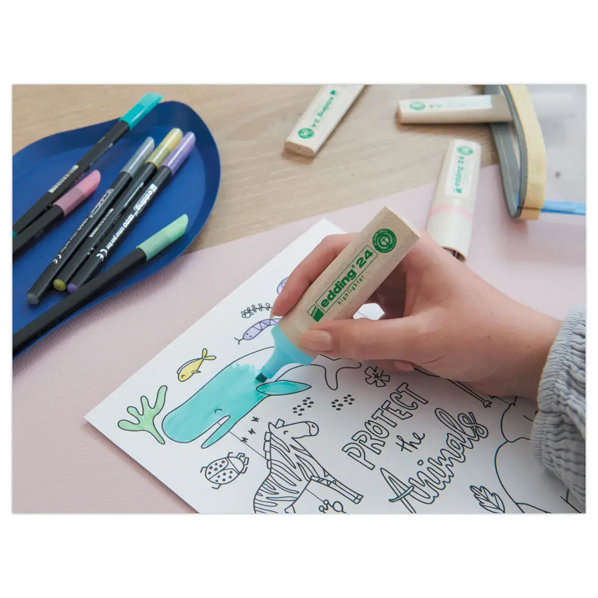 Surligneur - pointe large - ECOLINE E24 - bleu clair - Edding photo du produit
