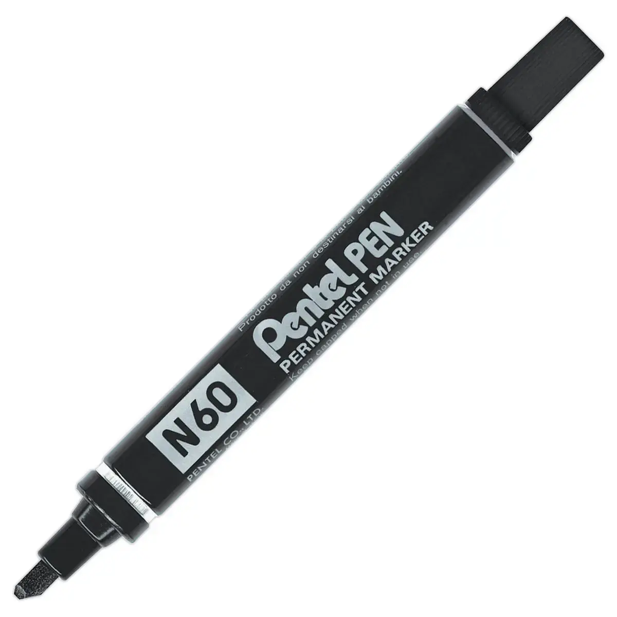 Marqueur encre ind&eacute;l&eacute;bile - Pointe Biseau noir - Pentel N60 photo du produit