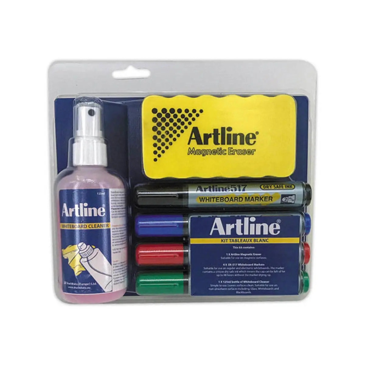 Kit nettoyage + 4 marqueurs effa&ccedil;ables 517 pointe ogive - ARTLINE photo du produit