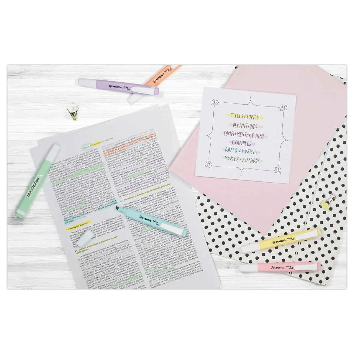 6 Surligneurs swing cool Pastel - Pointe biseautée - Coloris assortis - STABILO photo du produit