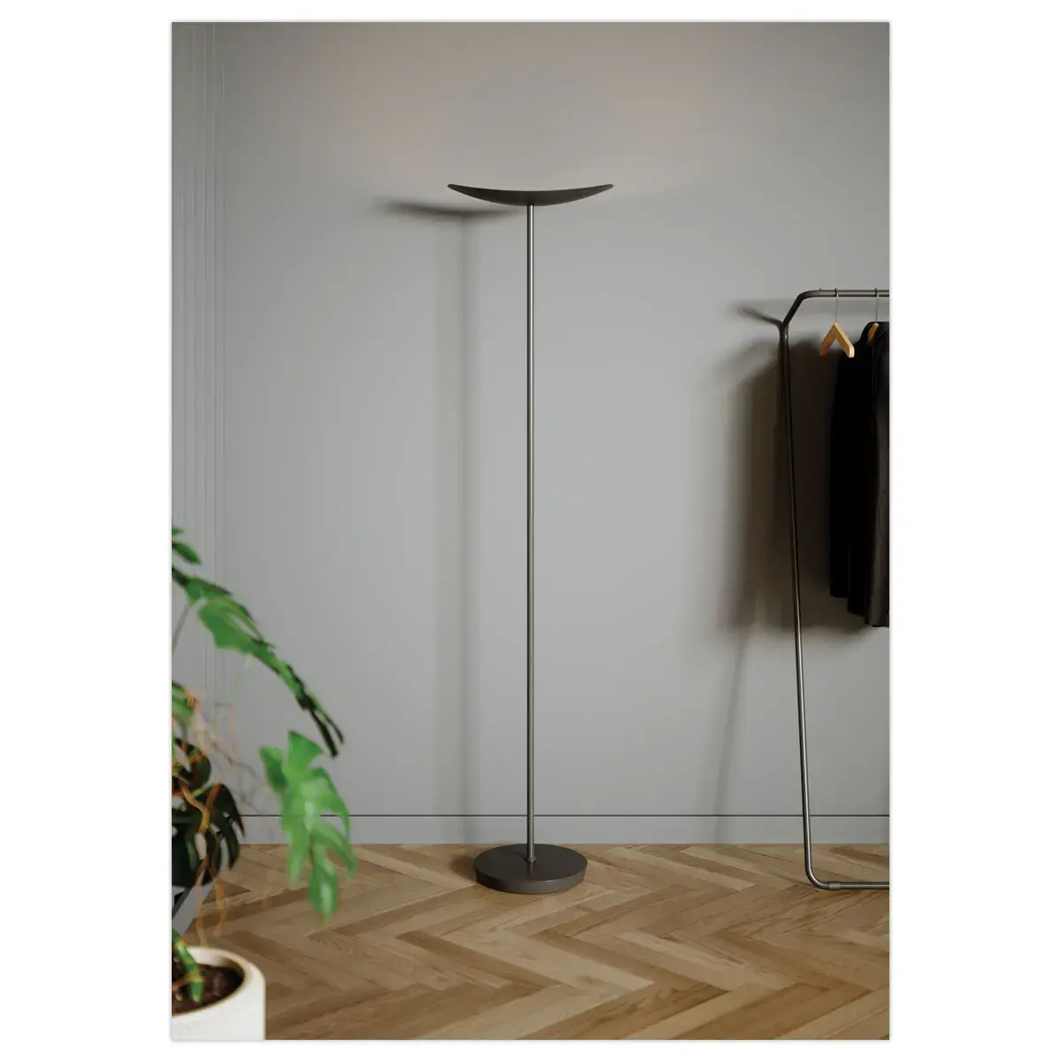 Lampadaire droit LED 30W chromé, avec variateur noir photo du produit