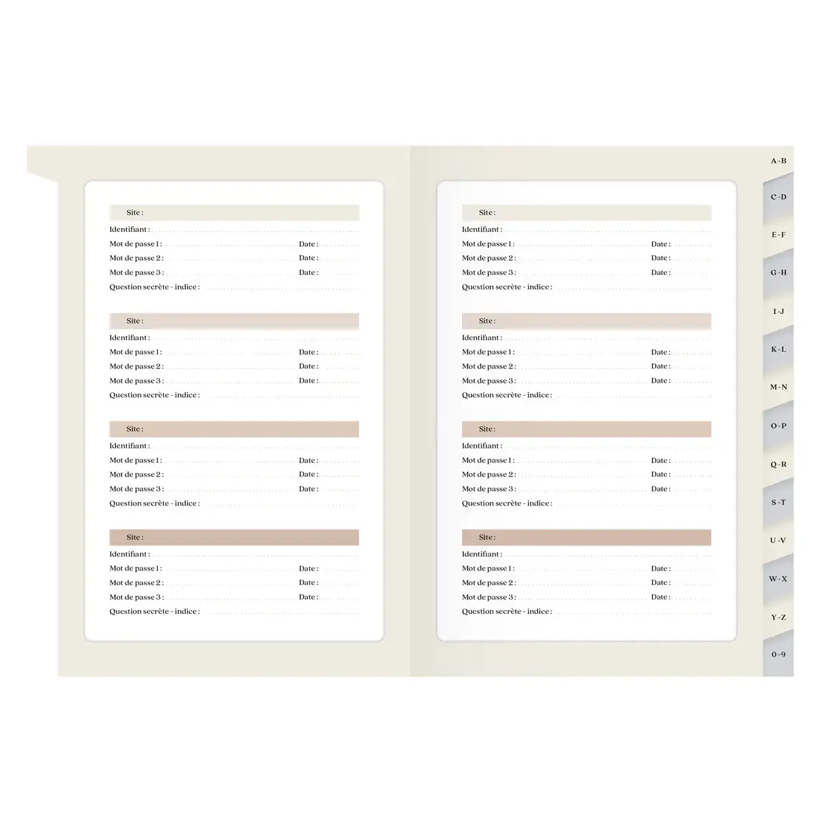 CARNET DE MOTS DE PASSE FR grimoire photo du produit