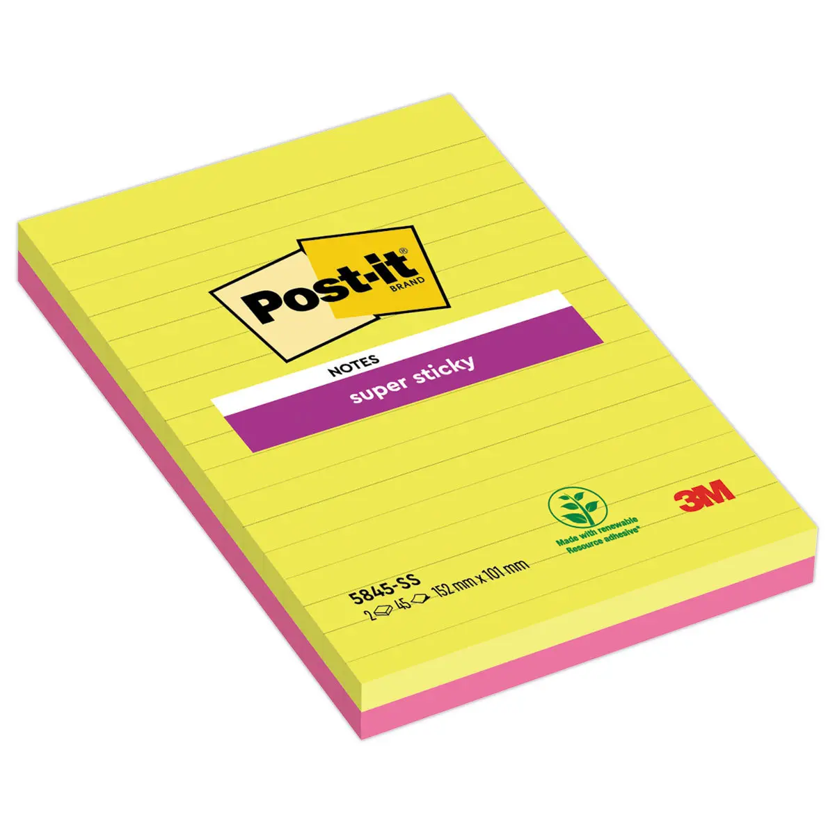 2 Notes repositionnables lignées Super Sticky - Post-It photo du produit