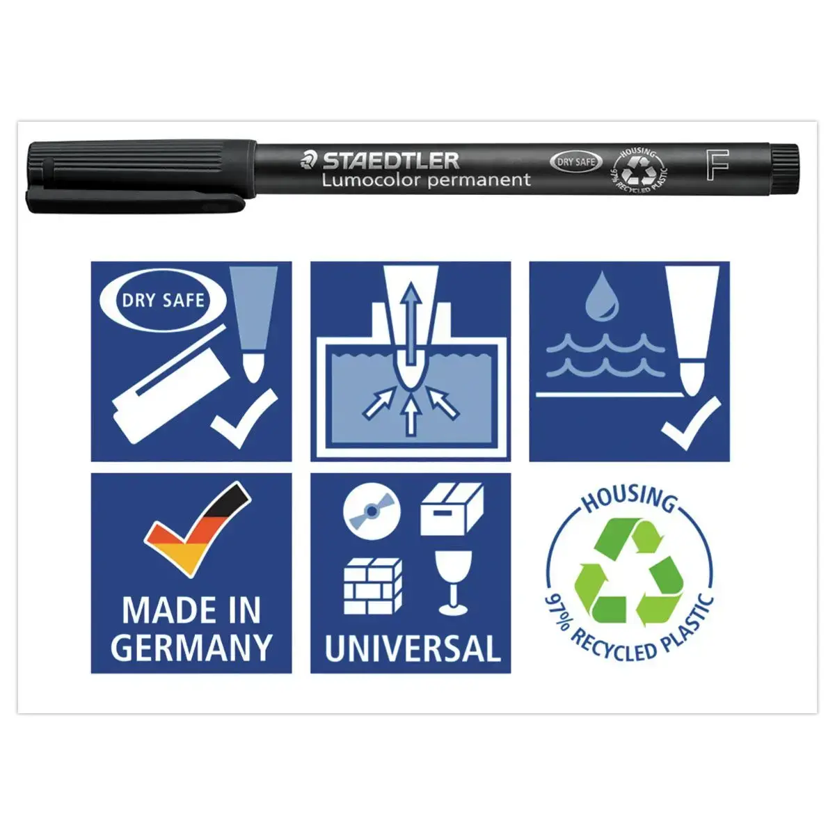 Feutre permanent universel Lumocolor - 0.6 mm - Noir - STAEDTLER photo du produit