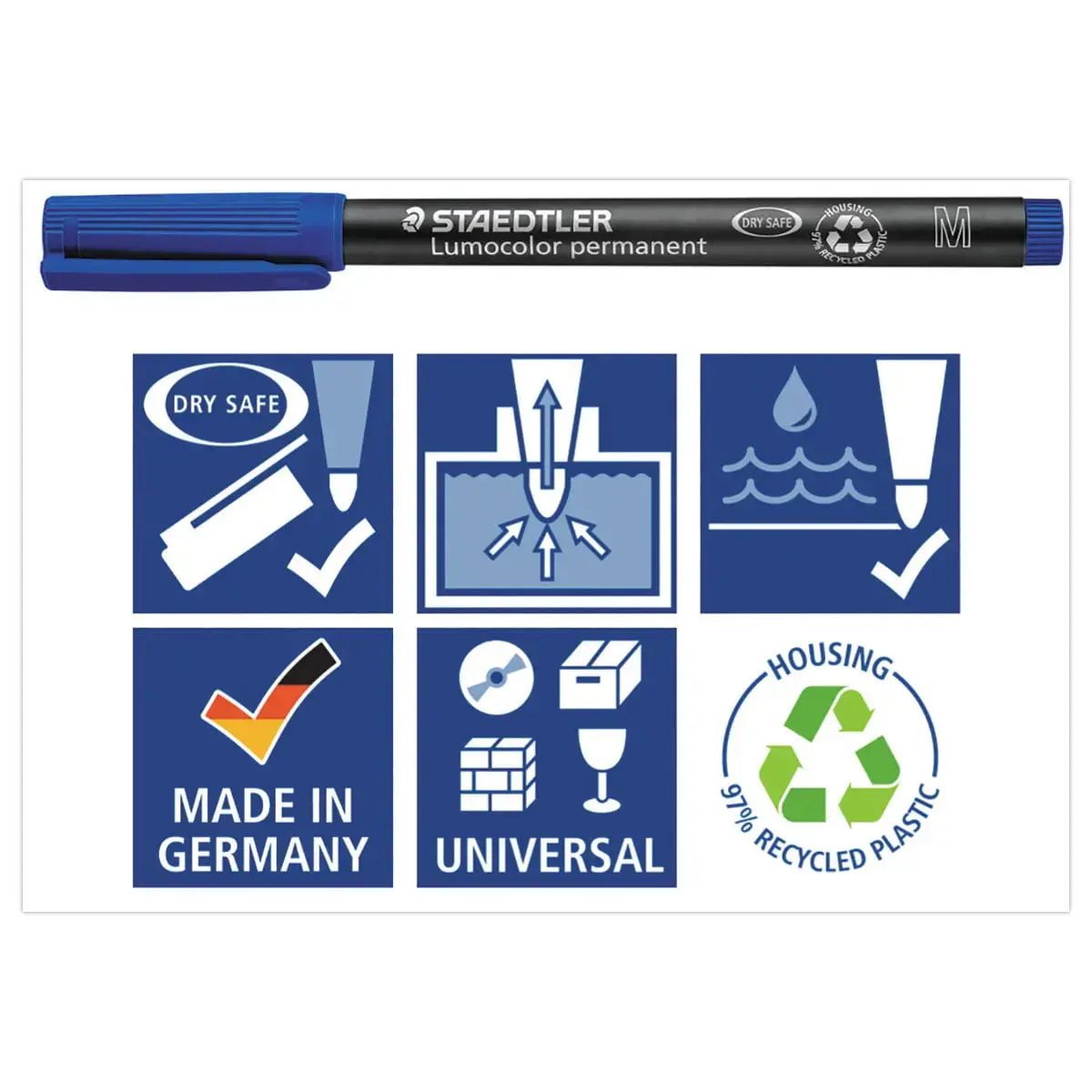 Feutre de r&eacute;troprojection permanent Lumocolor - 1 mm - Bleu - Staedtler photo du produit