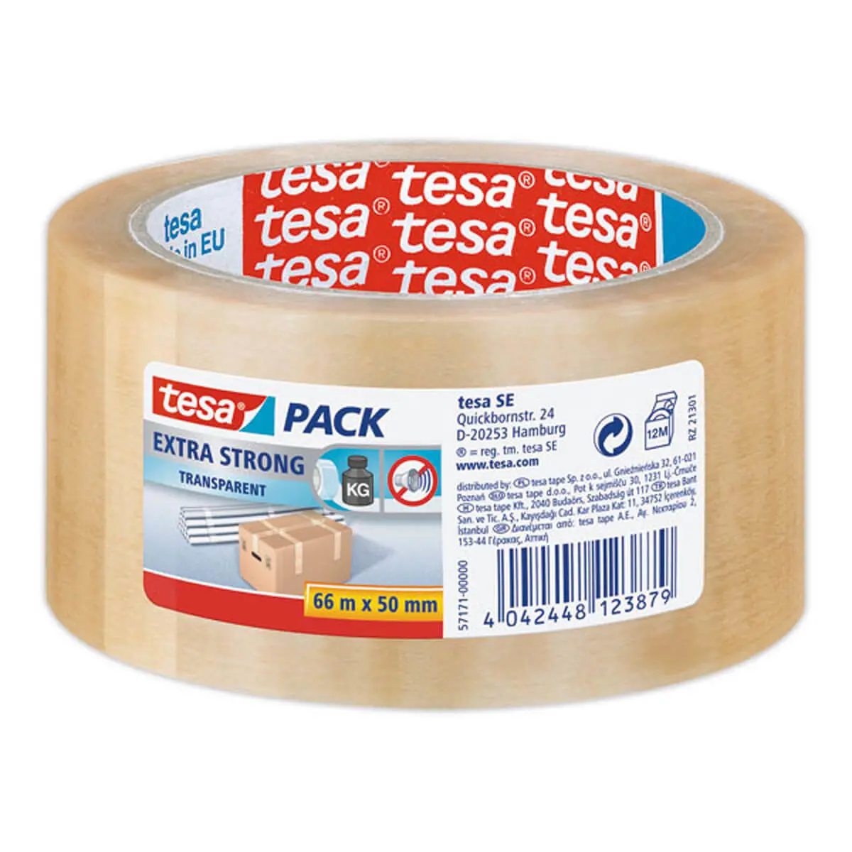 Rouleau d'adh&eacute;sif d'emballage en PVC - Transparent - 66 m x 50 mm - TESA photo du produit