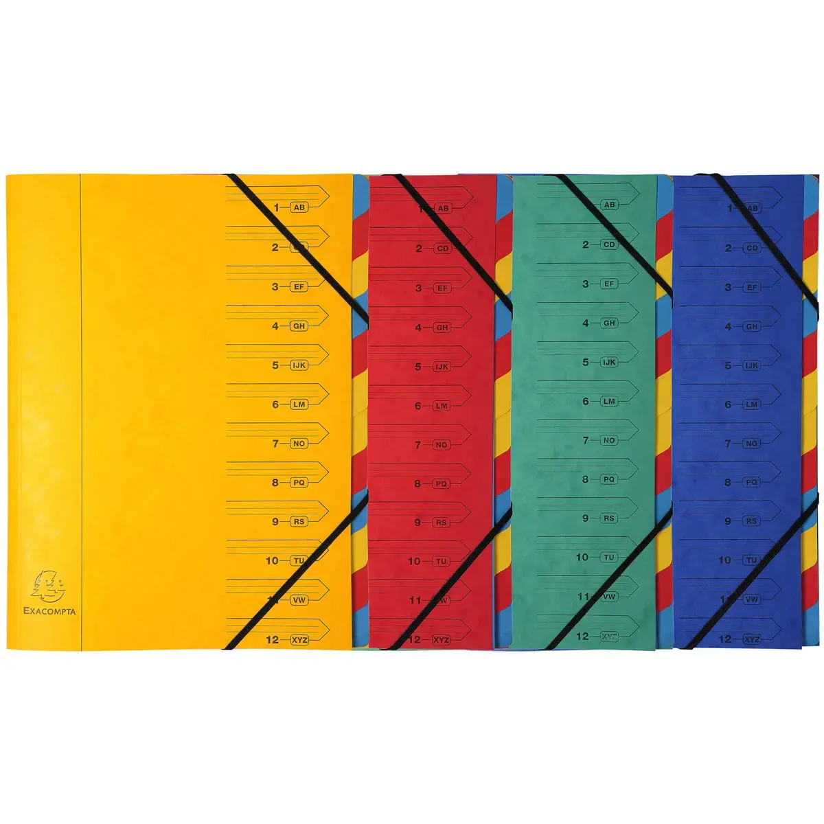 Trieur à élastiques 12 compartiments - Coloris assortis - Exacompta photo du produit
