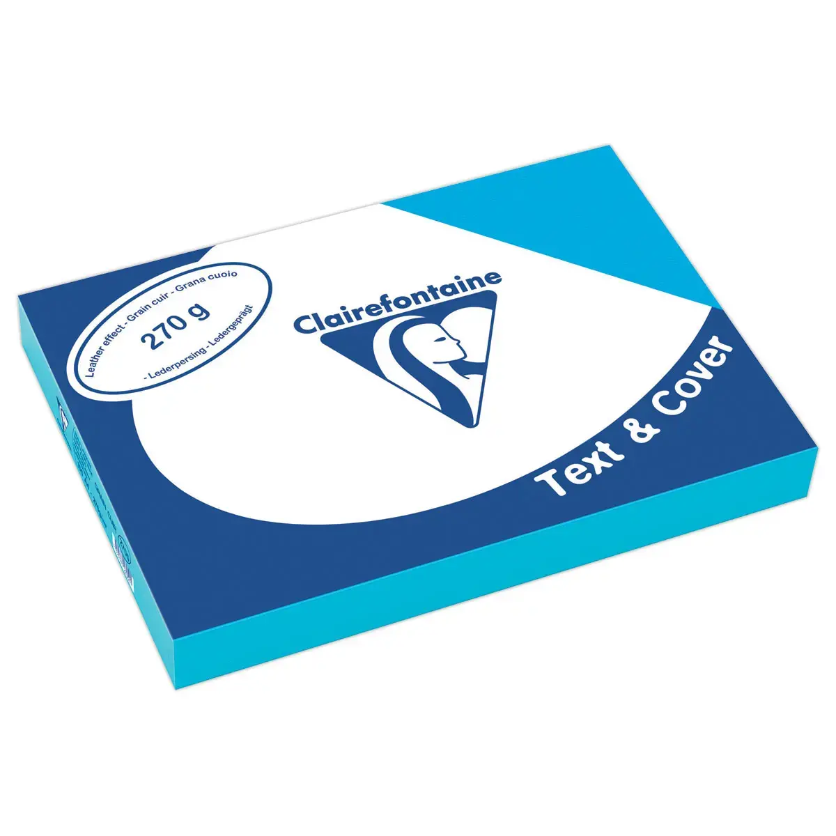 100 Couvertures grain cuir Text&Cover - A4 - 270g  - bleu clair  - Clairefontaine photo du produit
