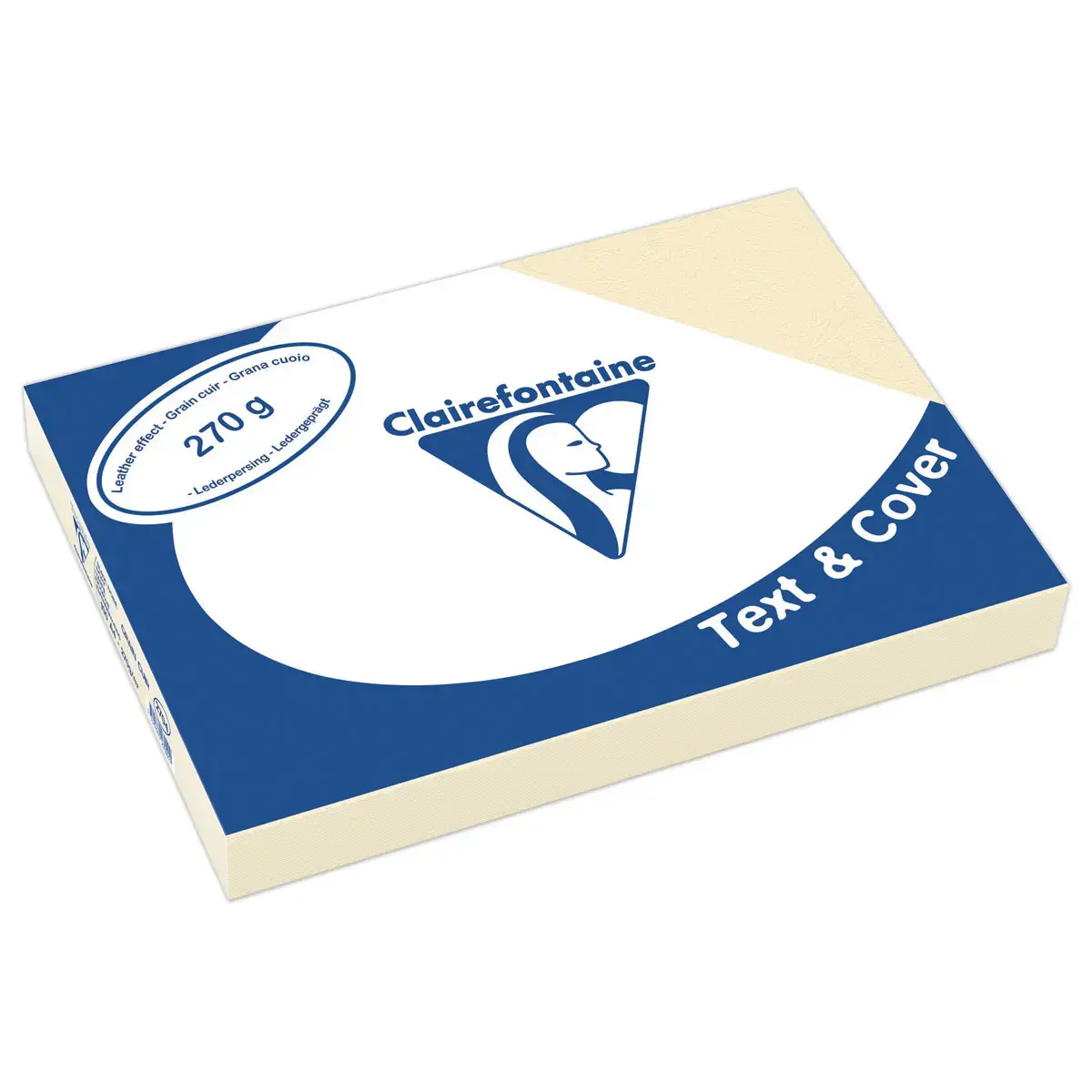 100 Couvertures grain cuir Text&Cover - A4 - 270g  - Beige  - Clairefontaine photo du produit