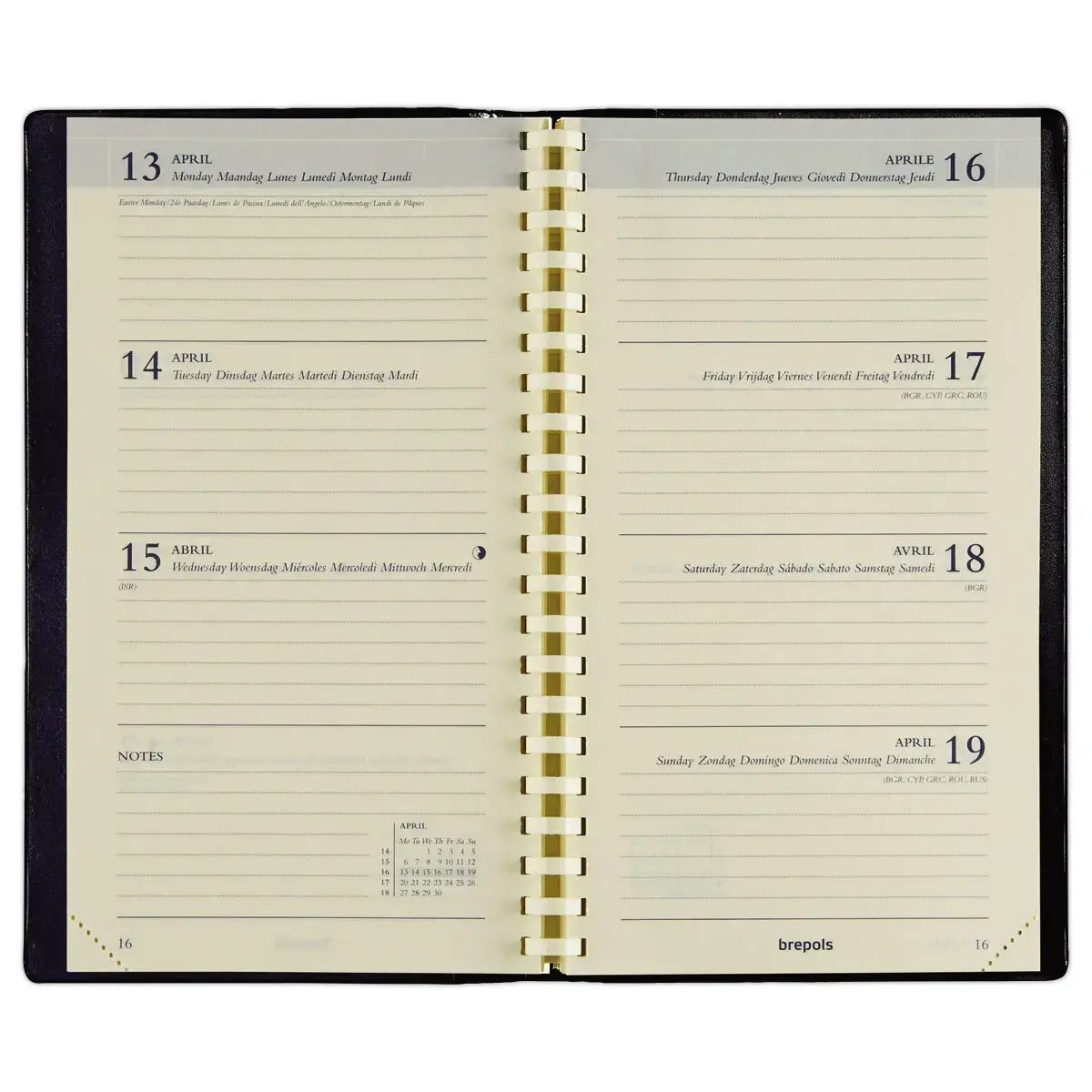 Agenda semainier poche spiralé Interplan 9x16 cm - Noir - Janvier à décembre - BREPOLS photo du produit