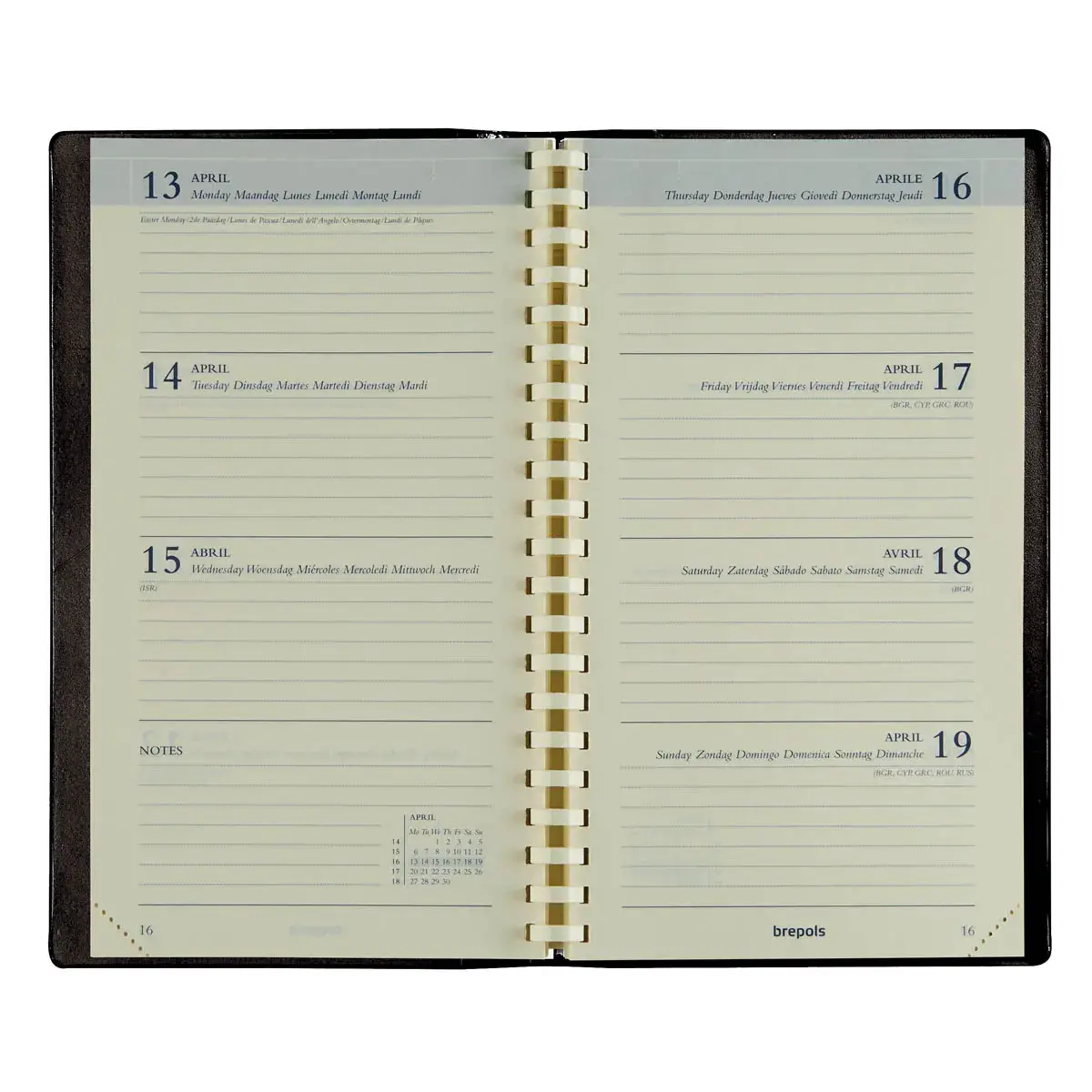Agenda semainier poche spiralé Interplan 9x16 cm - Noir - Janvier à décembre - BREPOLS photo du produit