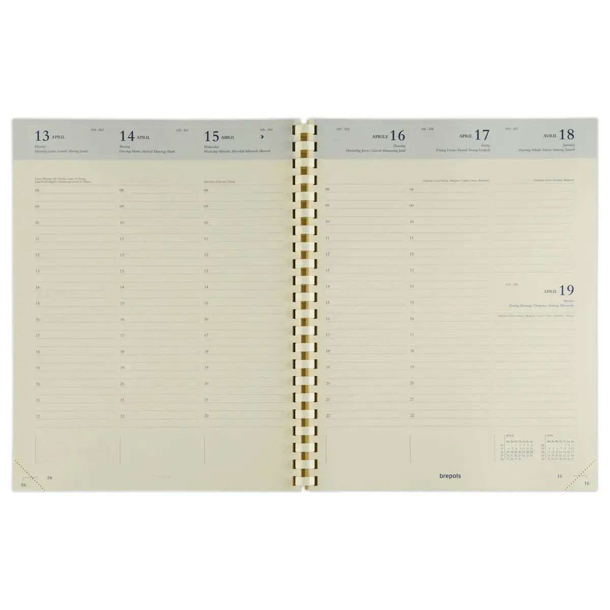 Recharge mill&eacute;sim&eacute; pour semainier spiral&eacute;  Concorde 21x27 cm - Janvier &agrave; d&eacute;cembre - BREPOLS photo du produit