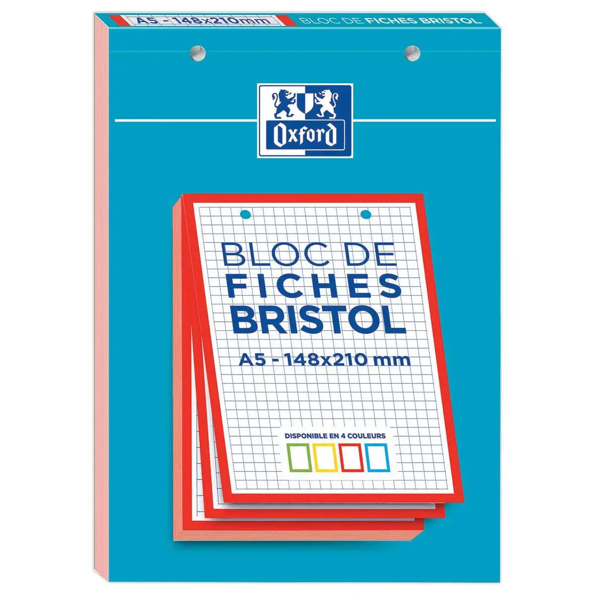 Bloc 30 feuilles de fiches bristol rouge A5 5x5 photo du produit