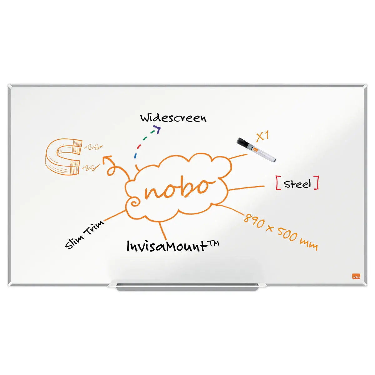 Tableau blanc magnétique - 89 x 50 cm - Impression Pro - NOBO photo du produit