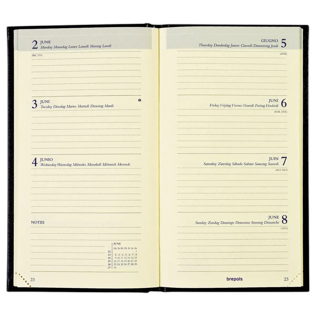 Agenda semainier poche cousu Interplan 9 x 16 cm - Noir - Janv/Déc - BREPOLS photo du produit