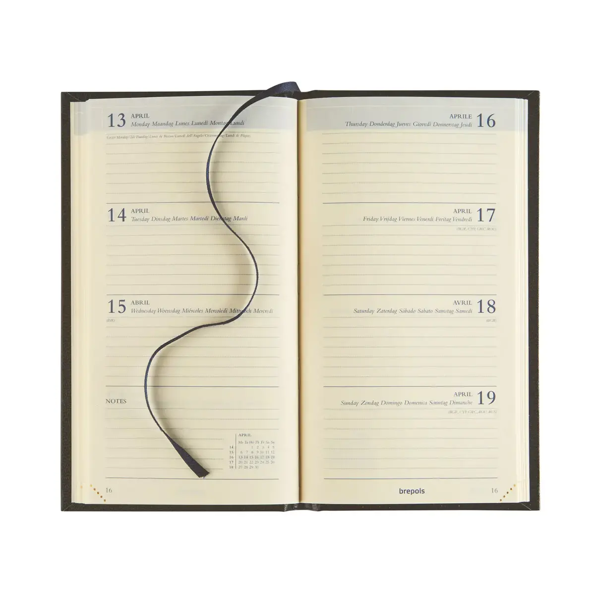 Agenda semainier poche cousu Interplan 9 x 16 cm - Noir - Janv/D&eacute;c - BREPOLS photo du produit