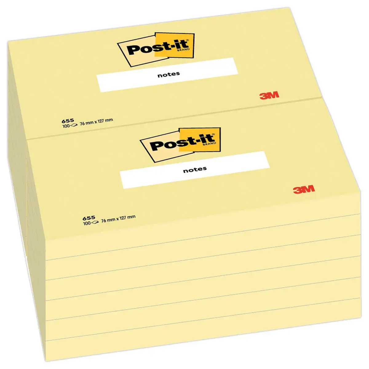 Notes repositionnables - 76 x 127 mm - Jaune pastel - Post-It photo du produit