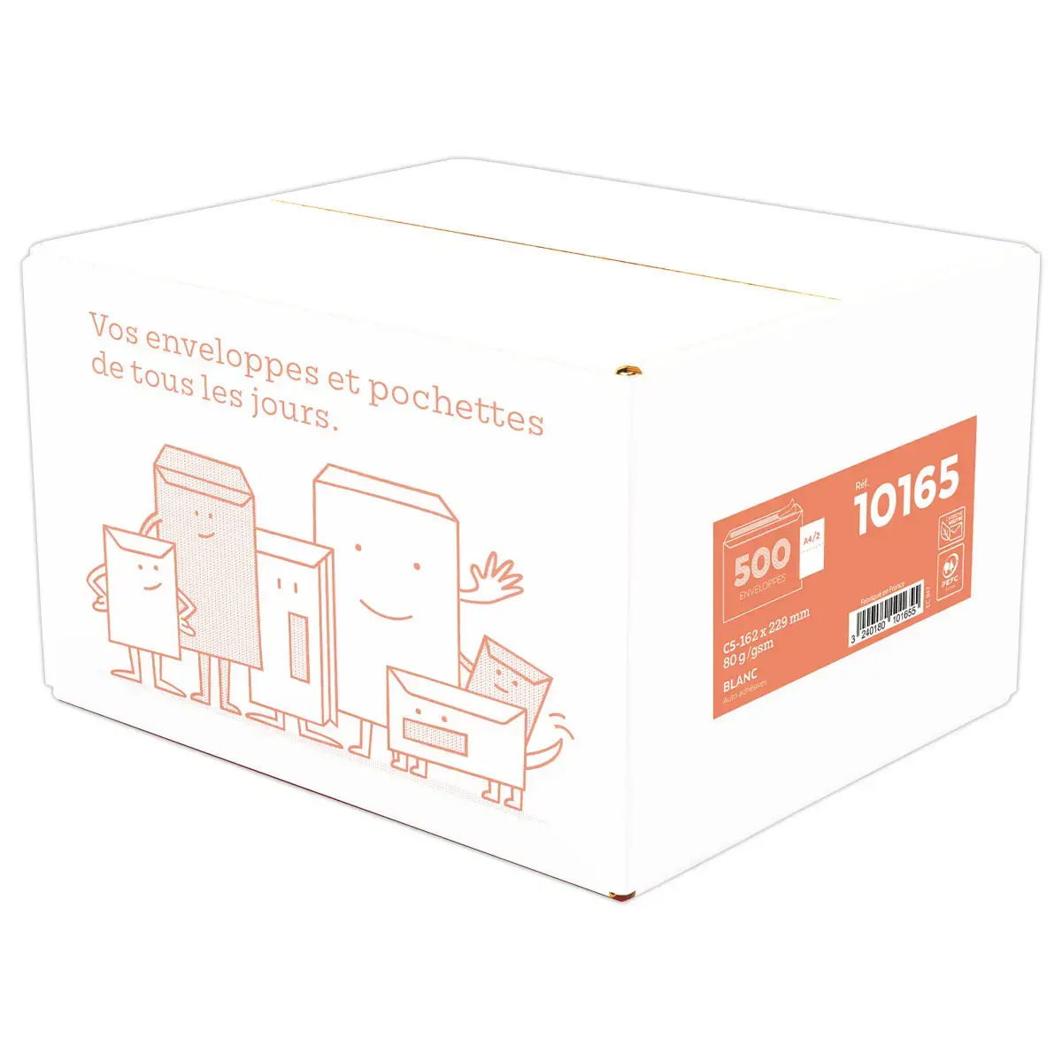 500 Enveloppes C5 blanches - 80 g - 162 x 229 mm photo du produit
