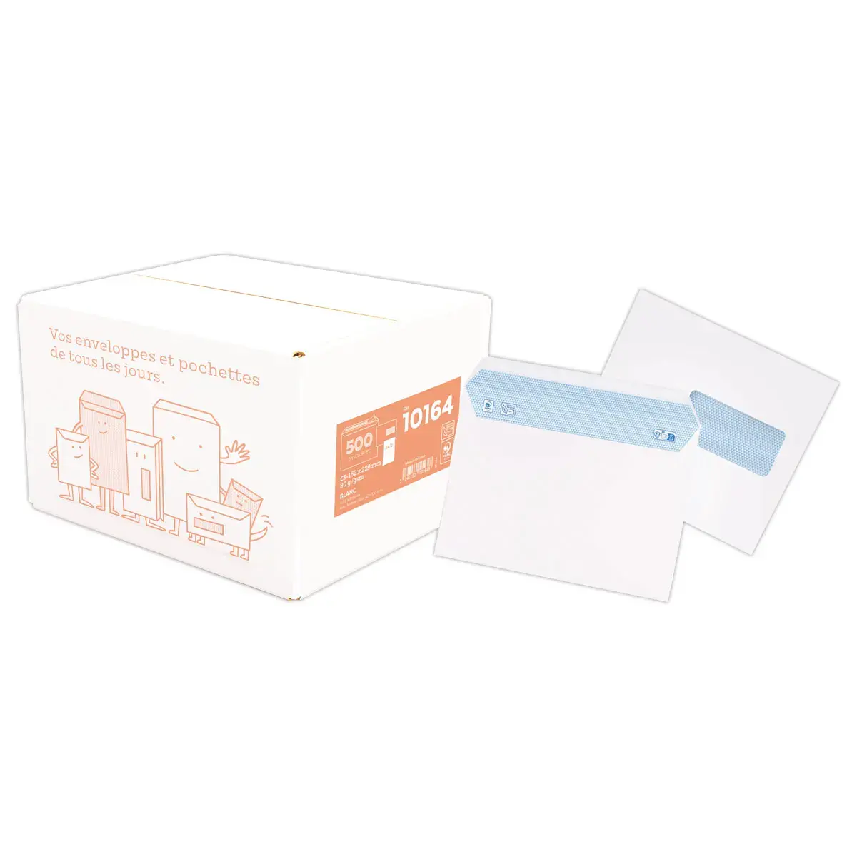 500 Enveloppes blanches avec fenêtre - 80 g - 162 x 229 mm photo du produit