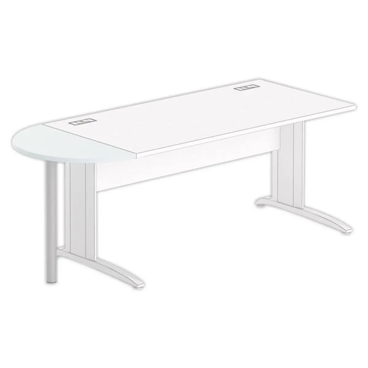 1/2 Lune bureau rectangulaire gris/alu photo du produit