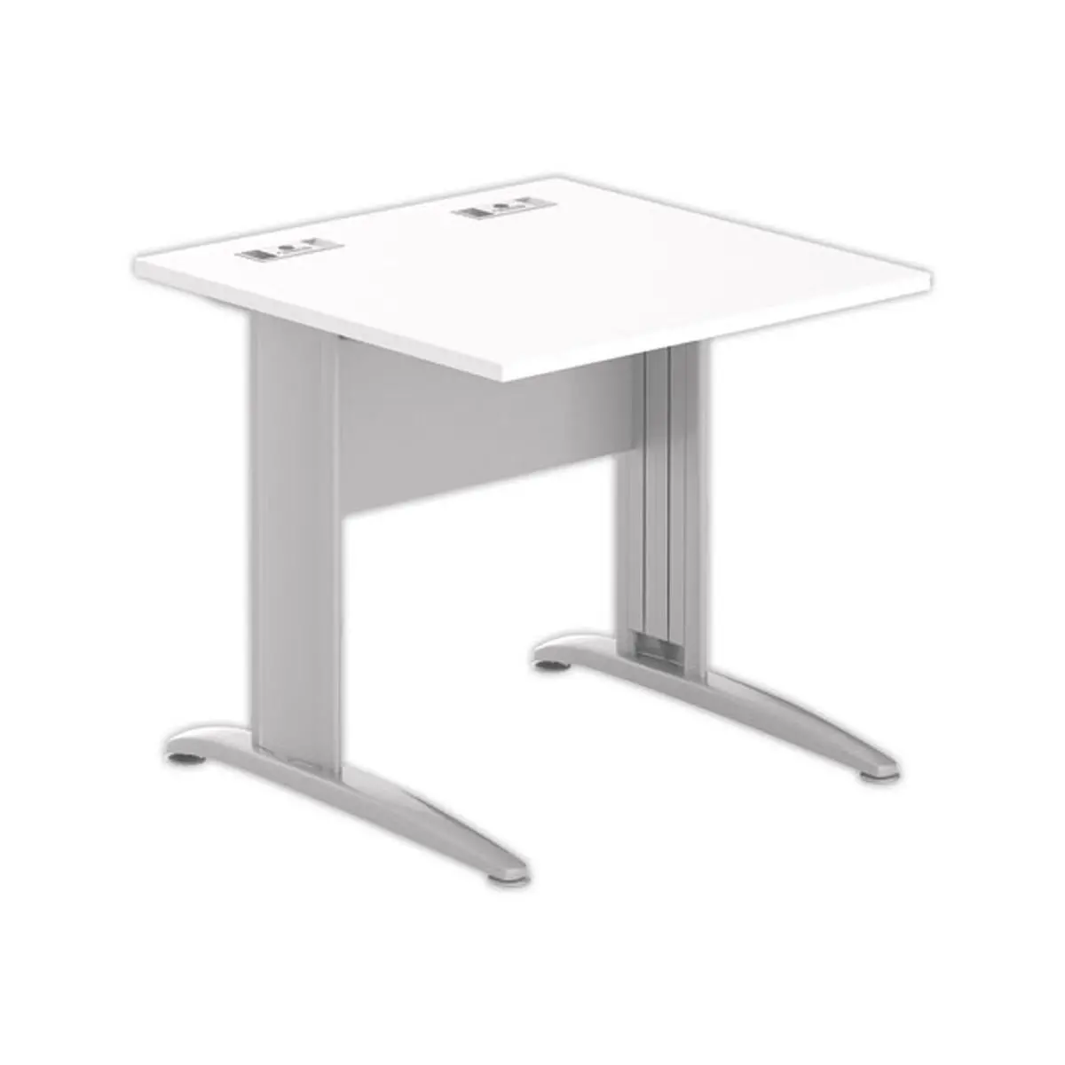 Table 80 x 80 blanc - pieds aluminium photo du produit