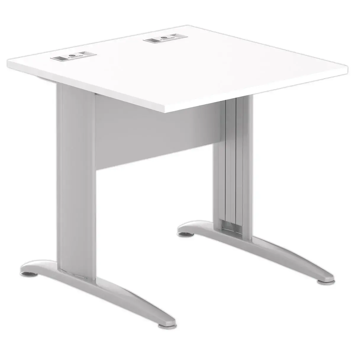 Table 80 x 80 blanc - pieds aluminium photo du produit