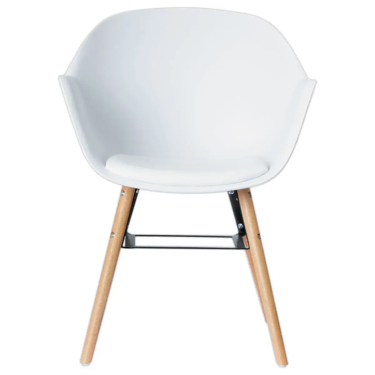 2 Fauteuils WISEMAN pieds hêtre assise blanche montés photo du produit