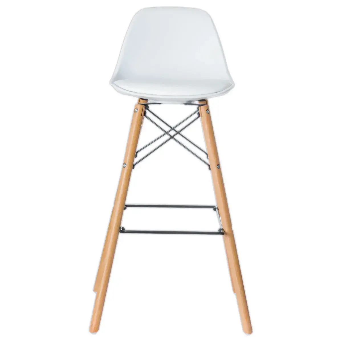 2 Tabourets STEELWOOD pied hêtre assise blanche photo du produit