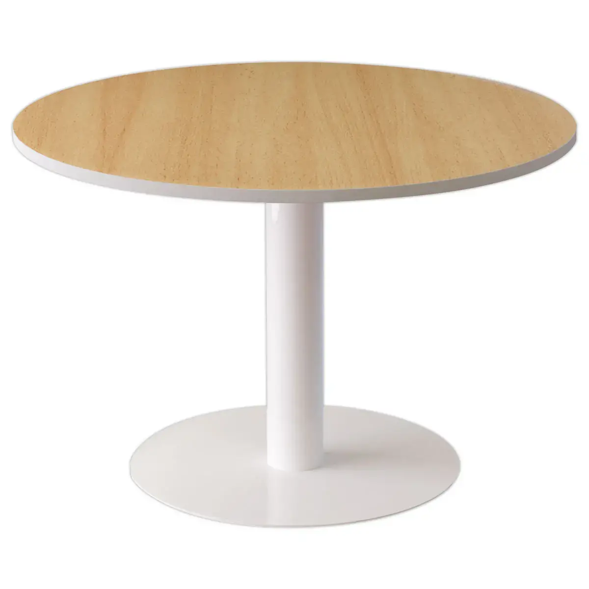 Table EASYDESK ronde &Oslash;115cm pied blancplateau h&ecirc;tre photo du produit