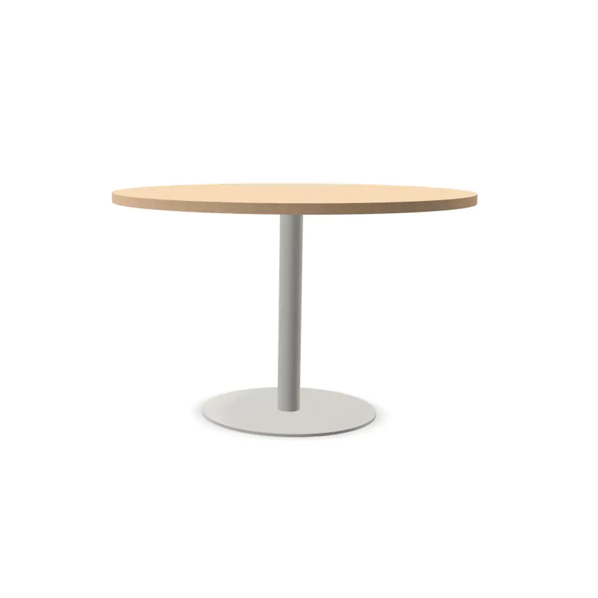 Table ronde diam 116 cm plateau h&ecirc;tre pied argent pied tulipe photo du produit