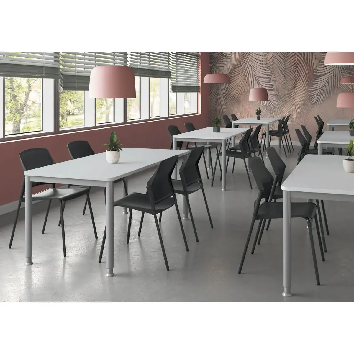 Table 140 x 80 blanc - pieds aluminium photo du produit
