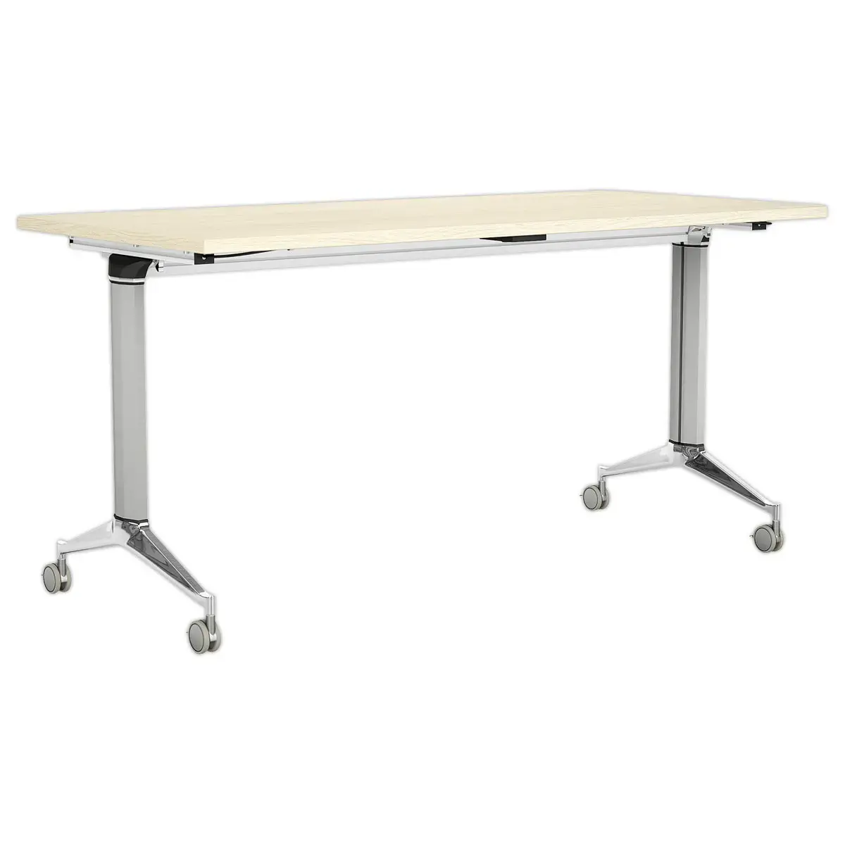 Table rabattable avec roulettes - 150x70 - Hêtre/alu photo du produit