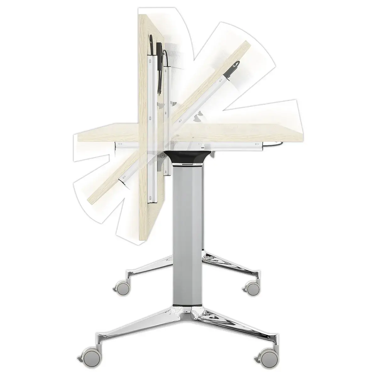 Table rabattable avec roulettes - 150x70 - Hêtre/alu photo du produit