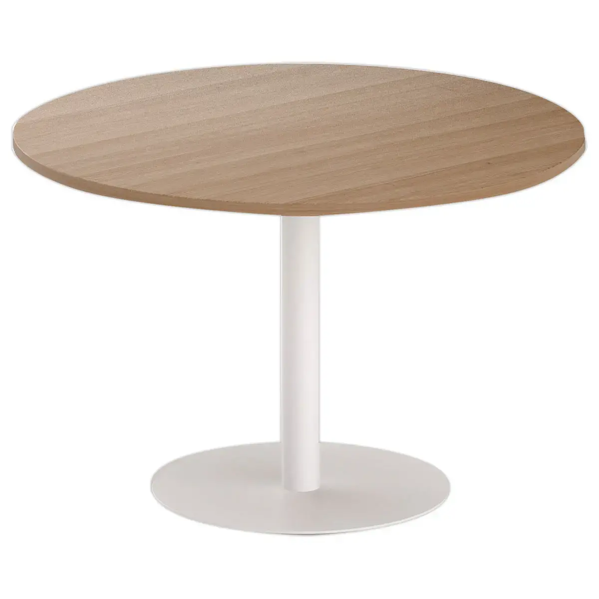 Table ronde diam 116 cm plateau noyer pied blanc pied tulipe photo du produit