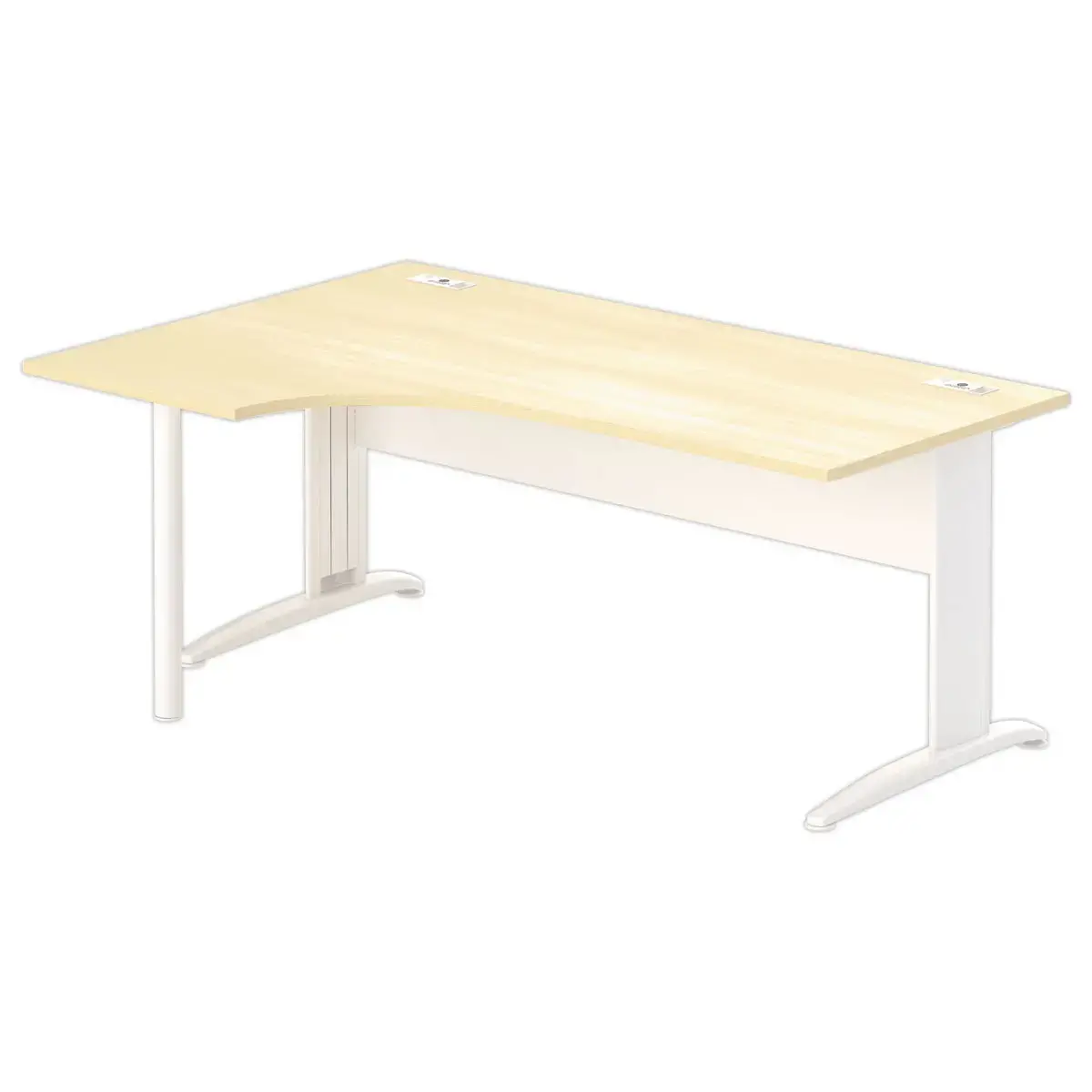 Bureau BUENOS AIRES compact retour &agrave; gauche h&ecirc;tre/blanc, L180 photo du produit