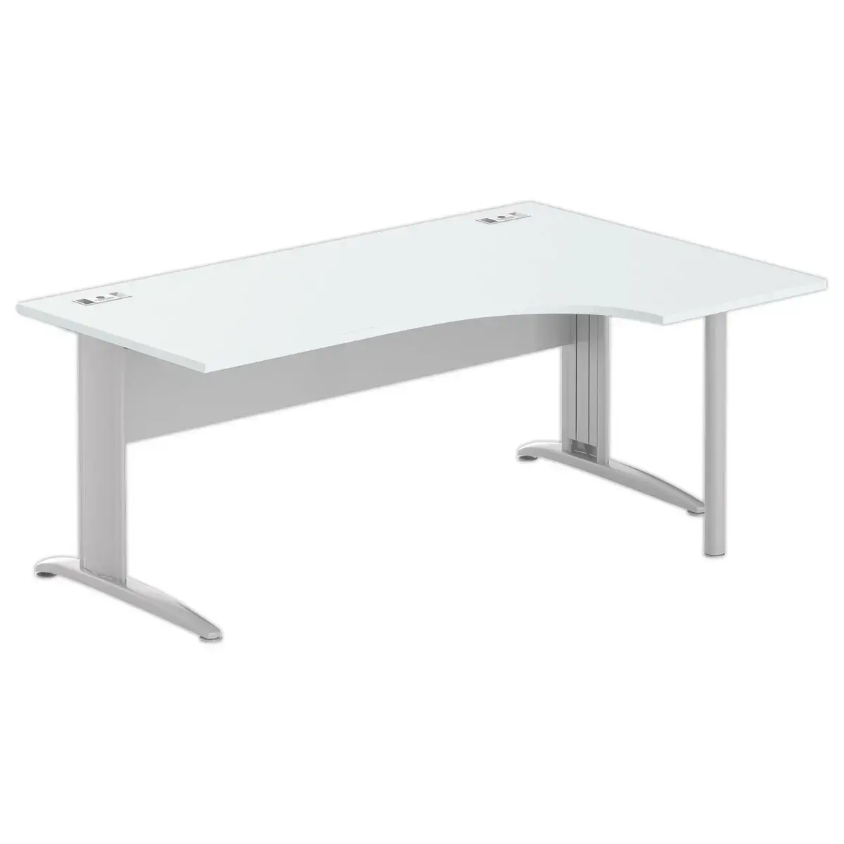 Bureau BUENOS AIRES compact retour &agrave; droite gris/alu, L180 photo du produit
