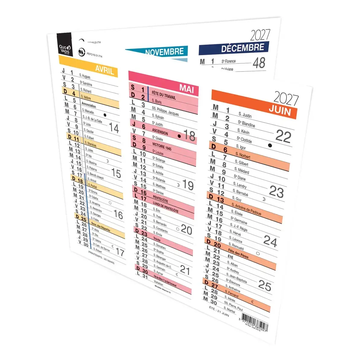 Calendrier Origami - 13x13 cm - Janvier à décembre - QUO VADIS photo du produit